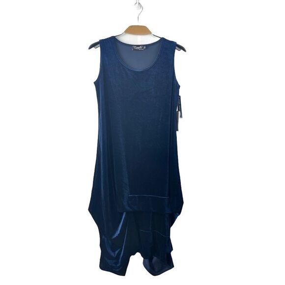 Nwt Sympli Sleeveless Dream Tuck Dress in Navy Velvet 10 - Picture 2 of 5